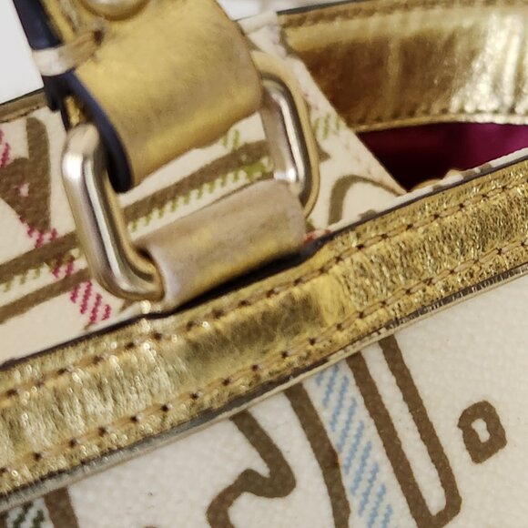 Coach tattersall graffiti tote - Gem Like New Coach Heritage Gold Graffiti Tattersall Leather Shoulder Bag Tote Purse